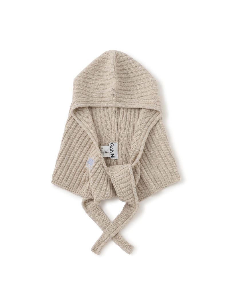 GANNI Core Future Wool Knit Balaclava ADAM ET ROPE' FEMME アダムエロペ 帽子 その他の帽子 ワインレッド グレー ベージュ【送料無料】[ Fashion]｜J&rsquo;aDoRe JUN ONLINE