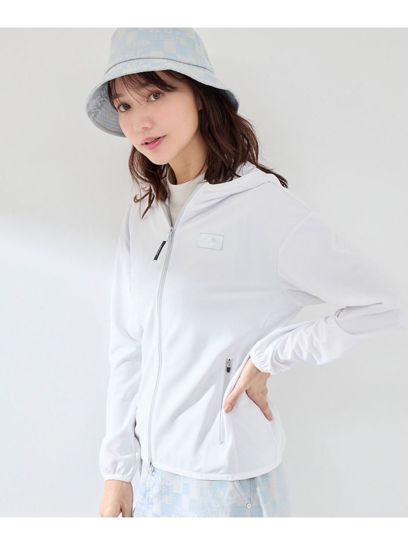 【SALE／50%OFF】【UV】【吸水速乾】エコカノコ配色使い長袖パーカー JUN&ROPE' ジュンアンドロペ トップス パーカー・フーディー ブラック ホワイト【RBA_E】【送料無料】[ Fashion]｜J&rsquo;aDoRe JUN ONLINE