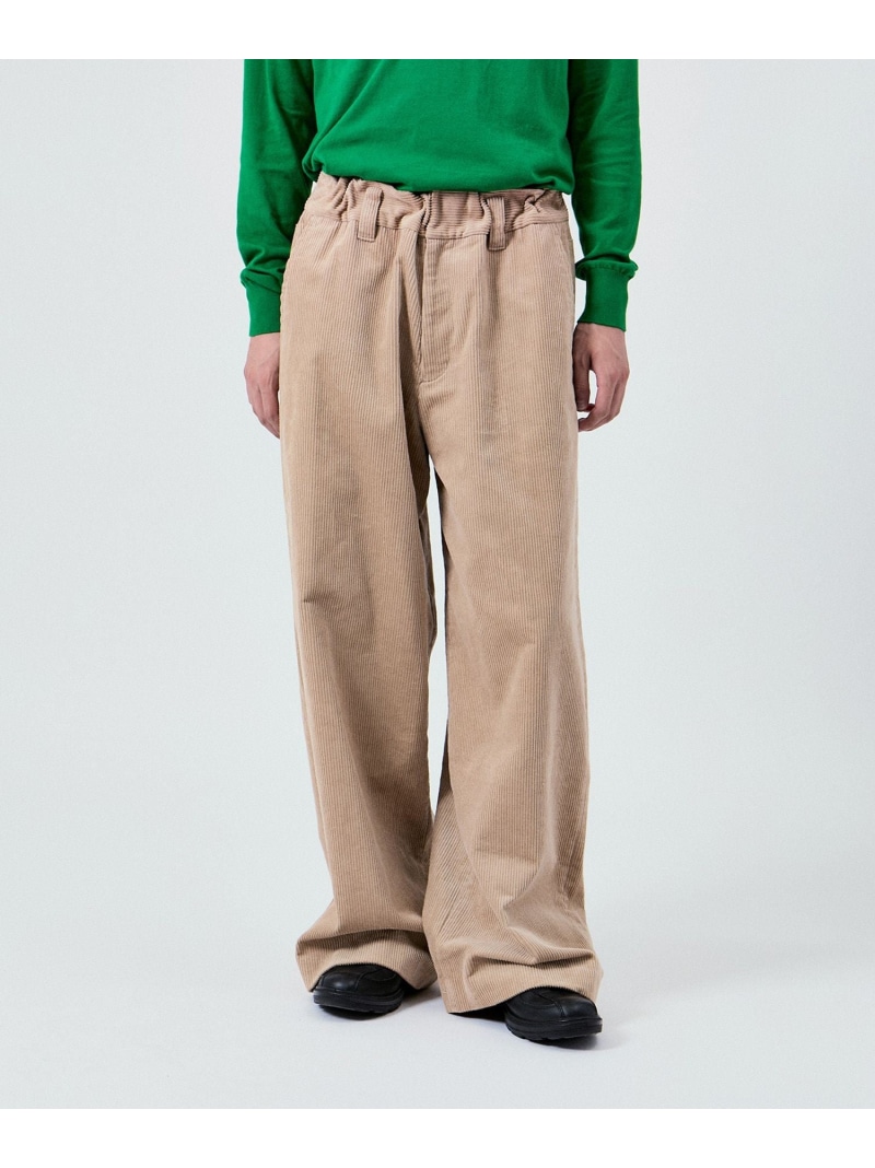 【SALE／50%OFF】2WAY WAIST GATHER CORD PANTS UNISEX (SETUP対応) M TO R アダムエロペ パンツ その他のパンツ ネイビー ベージュ【RBA_E】【送料無料】[ Fashion]