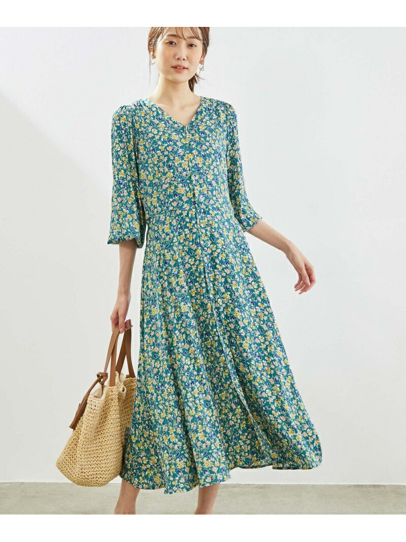 楽天市場 Sale 36 Off リンクコーデ フラワープリントワンピース Rope Picnic ロペピクニック ワンピース ワンピースその他 グリーン ホワイト ブルー Rba E Rakuten Fashion J Adore Jun Online
