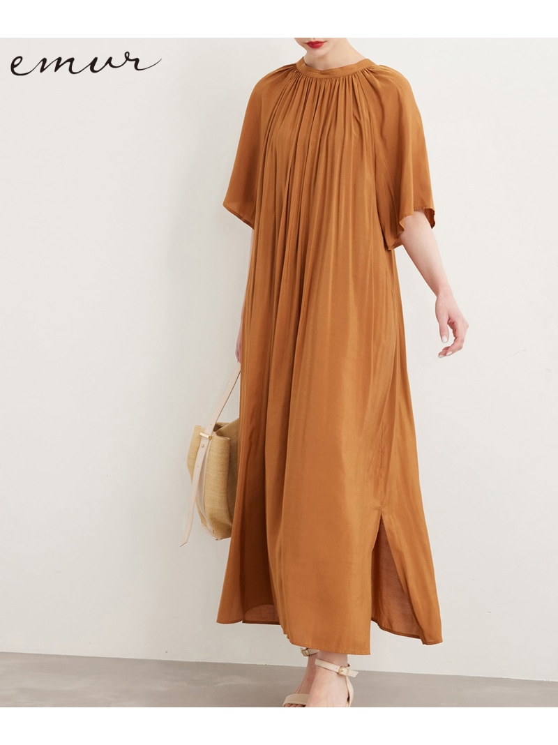 楽天市場 Emur バックスリットギャザーワンピース Rope Picnic ロペピクニック ワンピース ワンピースその他 ブラウン ブルー 送料無料 Rakuten Fashion J Adore Jun Online