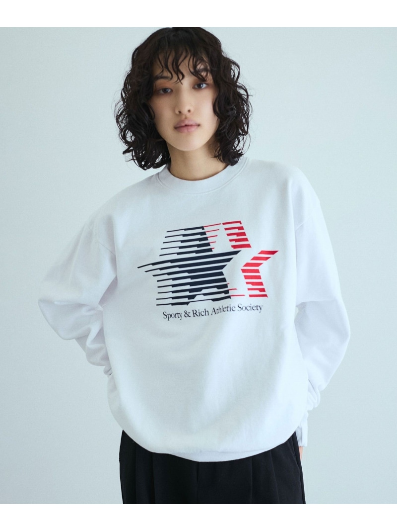【Sporty\u0026Rich(スポーティー アンド 分限者)】Athletic Society Crewneck ADAM ET ROPE\u0027 FEMME アダムエロペ トップス スウェット・トレーナー 白いこと【貨物輸送無料】[ Fashion]