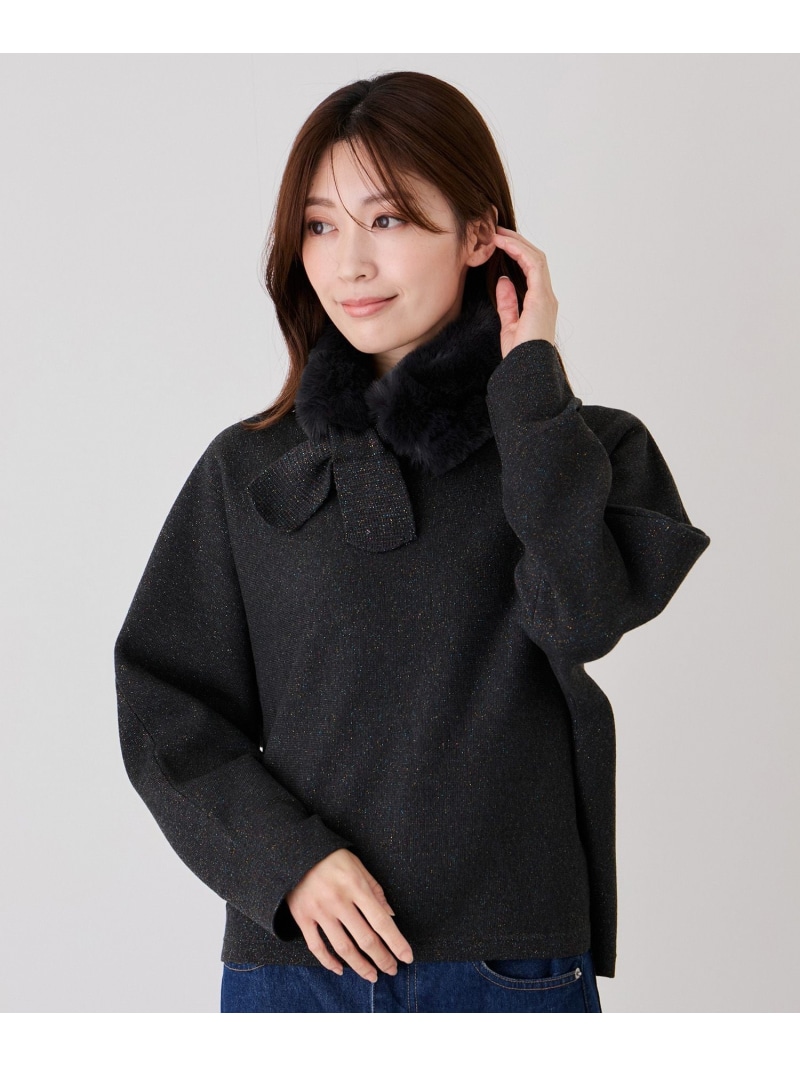 【SALE／30%OFF】マフラー付きラメドルマンニット JAYRO ジャイロ トップス ニット ブルー グレー【RBA_E】【送料無料】[ Fashion]