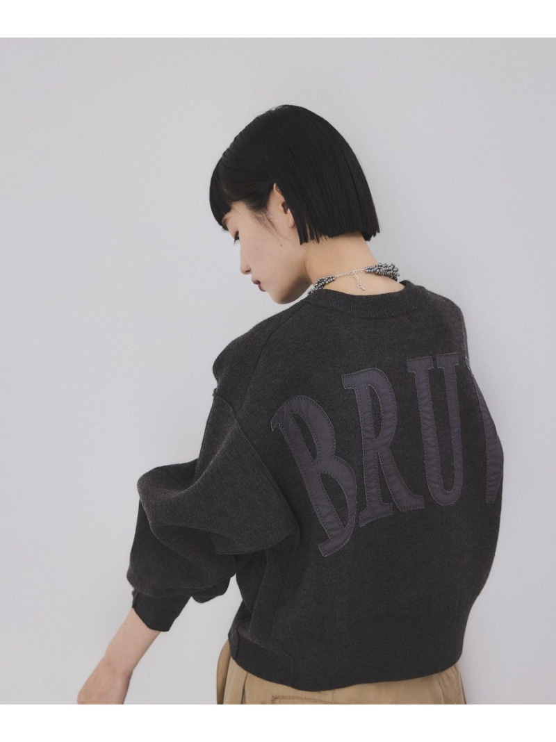 【サステナブル】ロゴパッチスウェットニット ADAM ET ROPE' FEMME アダムエロペ トップス ニット レッド グレー ベージュ【送料無料】[ Fashion]