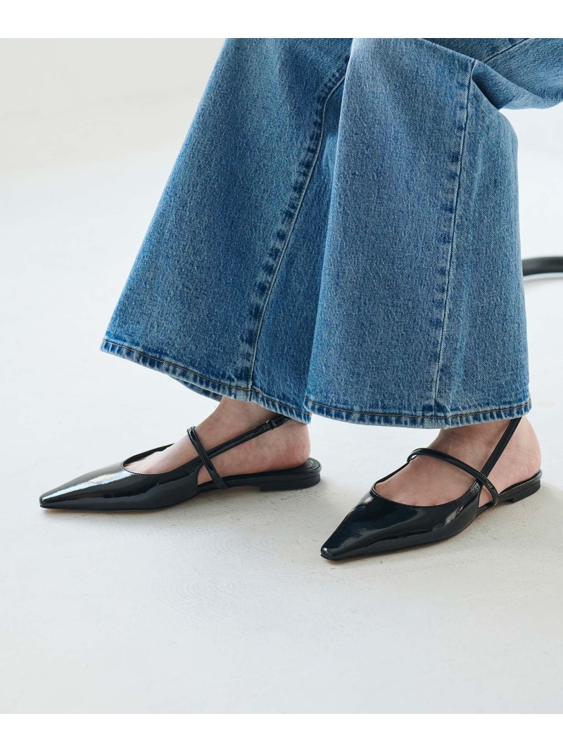メリージェーンフラットミュール ADAM ET ROPE\u0027 FEMME アダムエロペ シューズ・靴 余分の物のシューズ・靴 黒いこと サクラ色【貨物輸送無料】[ Fashion]