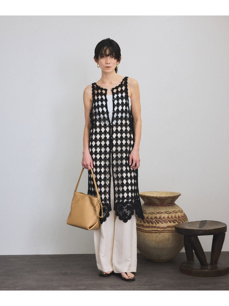【SALE／50%OFF】クロシェニットワンピース SALON adam et rope' サロン アダム エ ロペ ワンピース・ドレス ワンピース ブラック ベージュ【RBA_E】【送料無料】[ Fashion]｜J&rsquo;aDoRe JUN ONLINE