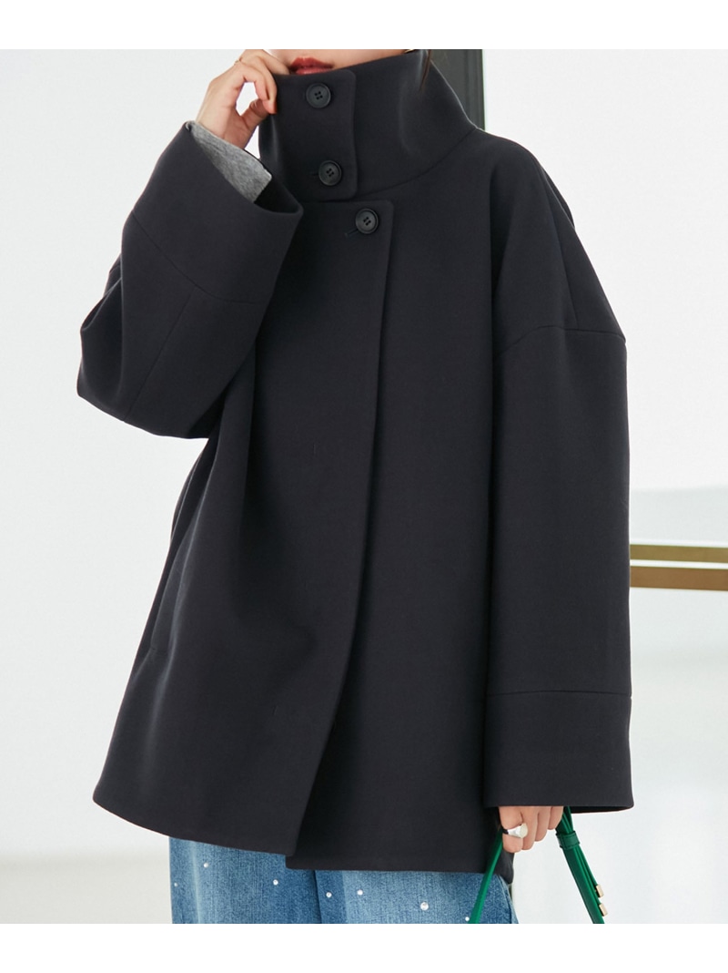【SALE／40%OFF】【静電気防止】ステン&スタンドカラージャージメルトンミドル丈コート VIS ビス ジャケット・アウター ステンカラーコート グレー ホワイト パープル【RBA_E】【送料無料】[ Fashion]