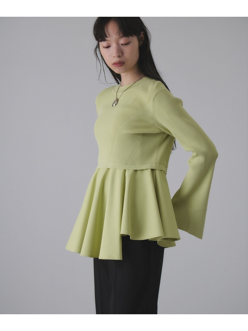 【サステナブル】ペプラムコンビニットプルオーバー ADAM ET ROPE\u0027 FEMME アダムエロペ トップス カットソー・ティーシャツ【貨物輸送無料】[ Fashion] Tシャツ・カットソー-レディースファッション