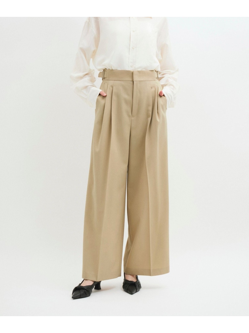 【SALE／40%OFF】【防シワ】・【洗える】2タックワイドスラックス ADAM ET ROPE' FEMME アダムエロペ パンツ スラックス・ドレスパンツ ブルー ベージュ【RBA_E】【送料無料】[ Fashion]