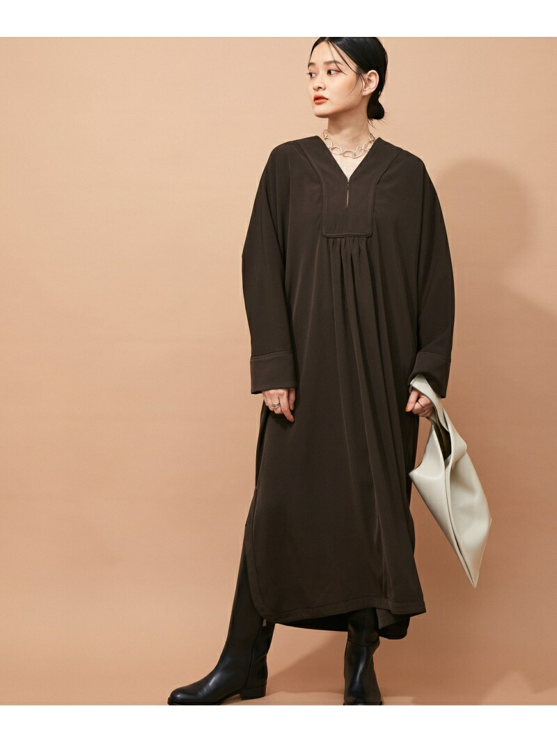 楽天市場 アウトレット店舗 Web限定 カフタンパイピングワンピース Aer Adam Et Rope Femme アダムエロペ ワンピース ワンピースその他 ブラウン ベージュ グリーン 送料無料 Rakuten Fashion J Adore Jun Online