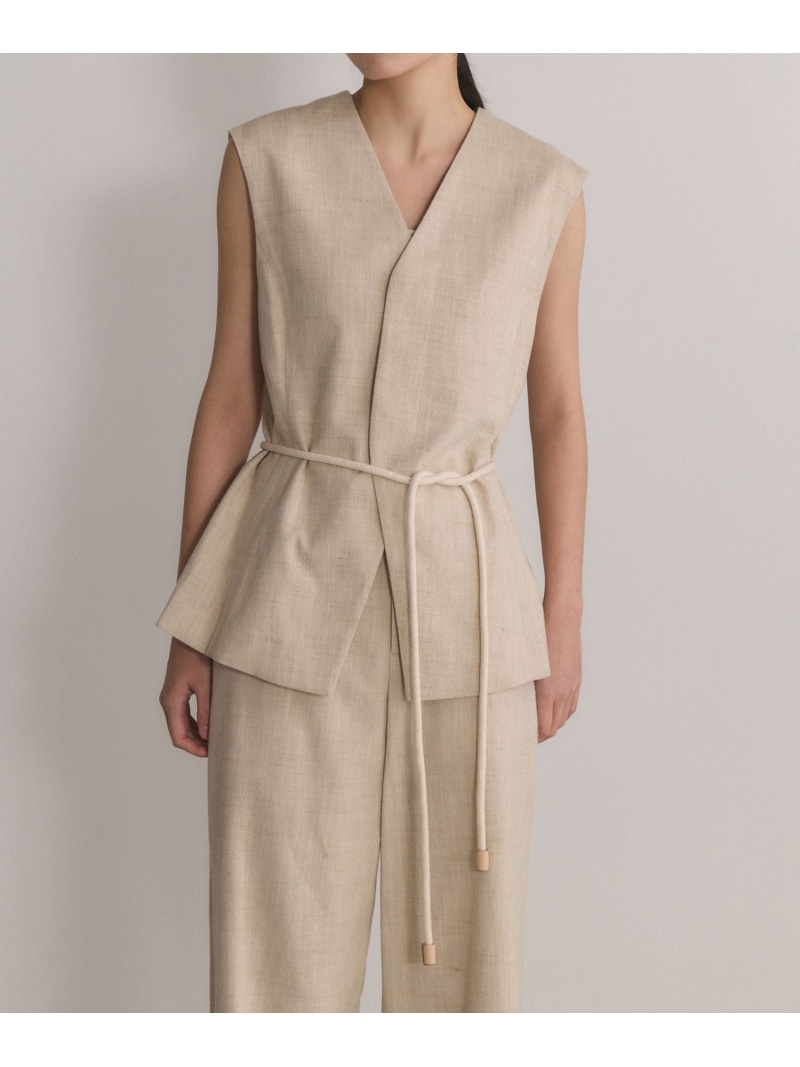 【SALE／50%OFF】【EMOELLE】シルクネップジレトップス ADAM ET ROPE\u0027 FEMME アダムエロペ トップス より良い・ジレ ベージュ【RBA_E】【貨物輸送無料】[ Fashion]