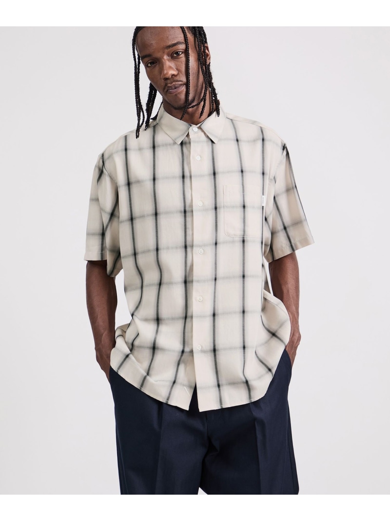 Bruce Ombre Check SS Shirt Saturdays NYC サタデーズ　ニューヨークシティ トップス シャツ・ブラウス ホワイト ネイビー【送料無料】[ Fashion]
