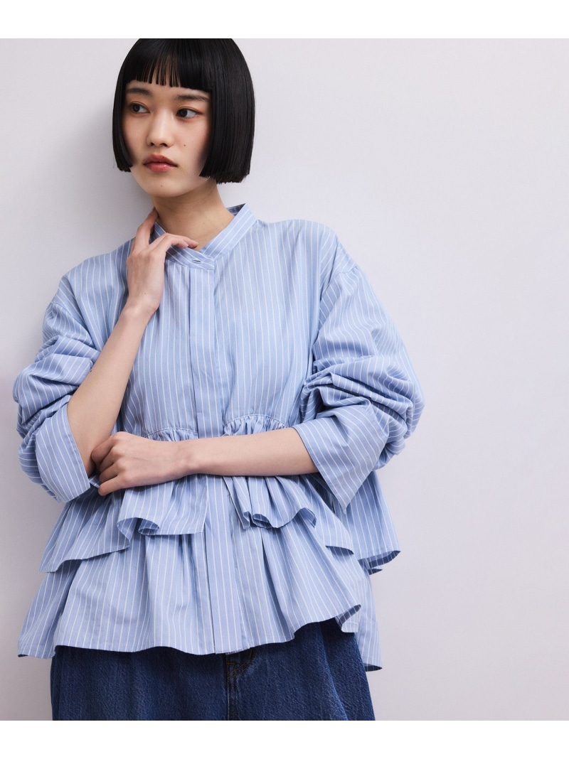 【WEB限定】フリルブラウス ADAM ET ROPE' FEMME アダムエロペ トップス シャツ・ブラウス ブラック ホワイト ブルー【先行予約】*【送料無料】[ Fashion]