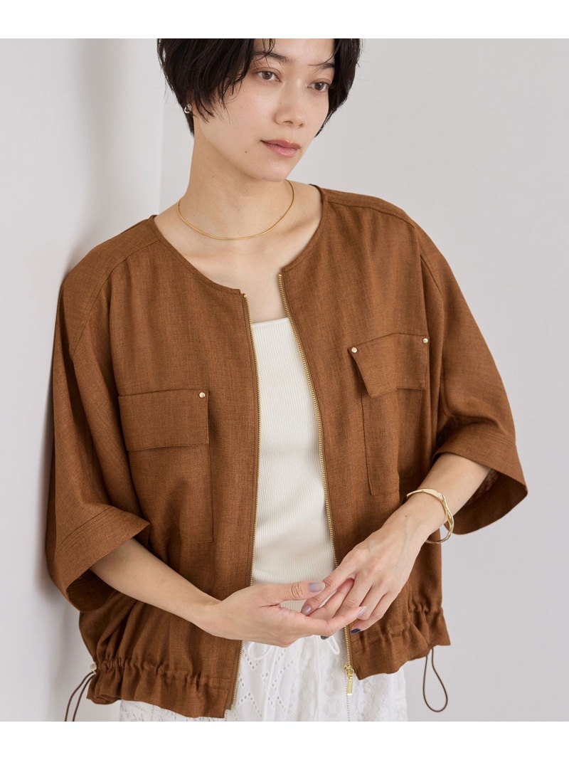 【WEB限定】ハーフスリーブドロストライトブルゾン SALON adam et rope' サロン アダム エ ロペ ジャケット・アウター ブルゾン・ジャンパー ブラウン ブラック ホワイト【送料無料】[ Fashion]