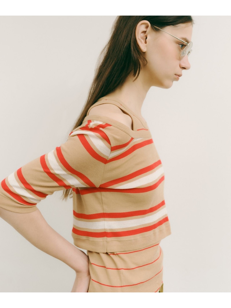 ボーダーレイヤードSET TEE ADAM ET ROPE' FEMME アダムエロペ トップス カットソー・Tシャツ ベージュ【送料無料】[ Fashion]｜J&rsquo;aDoRe JUN ONLINE