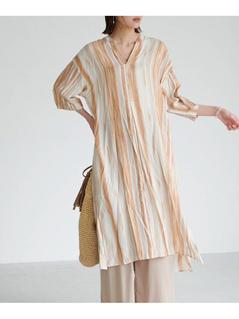 手書き風ストライプシャツワンピース Rope Picnic ロペピクニック ワンピース シャツワンピース イエロー ブラウン パープル 先行予約 送料無料 Rakuten Fashion septicin Com