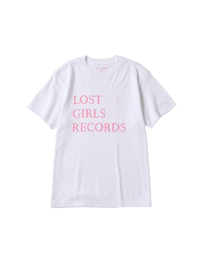 LOST GIRLS BOOKS/ロストガールズブックス for bonjour records BIG LOGO T-Shirt bonjour records ボンジュールレコード トップス カットソー・プルオーバー 白いこと サクラ色【貨物輸送無料】[ Fashion]