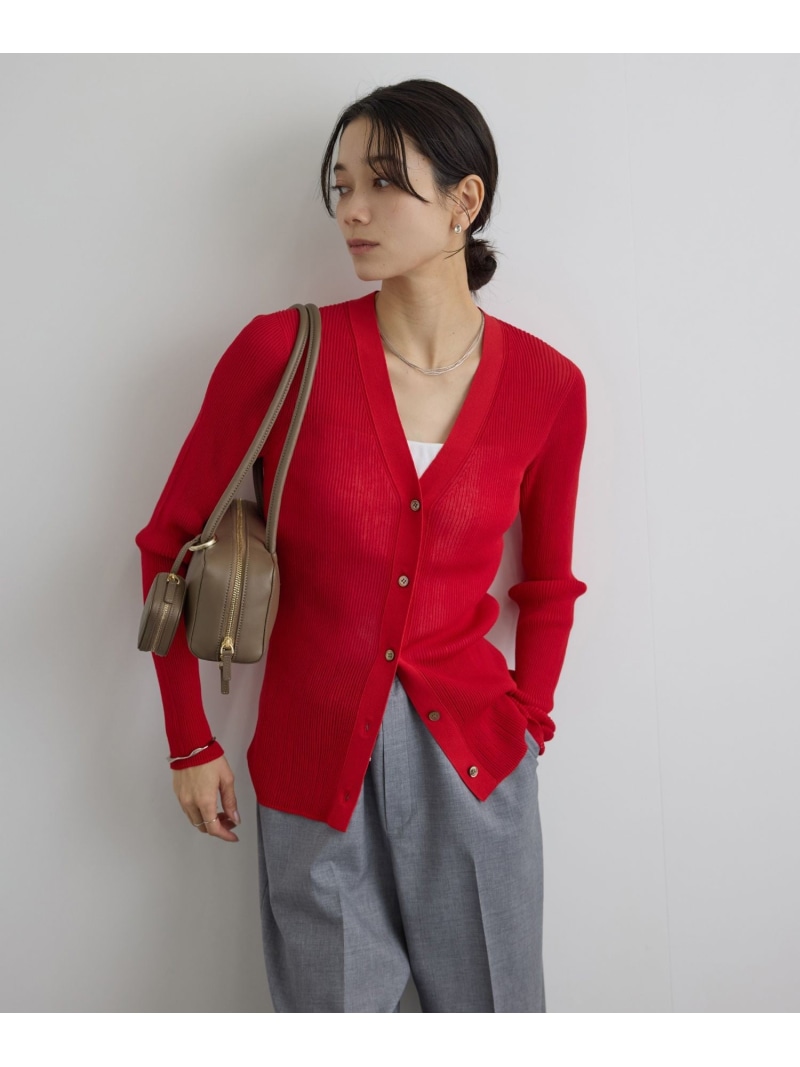 【SALE／30%OFF】【WEB限定】シアーリブニットVネックカーディガン SALON adam et rope' サロン アダム エ ロペ トップス カーディガン ホワイト ブラウン レッド ブラック【RBA_E】【送料無料】[ Fashion]｜J&rsquo;aDoRe JUN ONLINE