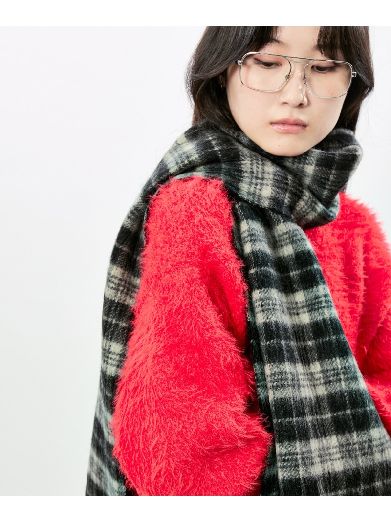 【SALE／40%OFF】REVERSIBLE CHECK MUFFLER CASHMEREMIX M TO R アダムエロペ ファッション雑貨 マフラー・ストール・ネックウォーマー イエロー ブラウン グレー【RBA_E】【送料無料】[ Fashion]