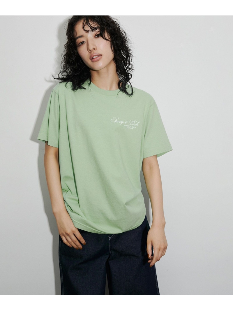 【SPORTY&RICH】VILLA T SHIRT ADAM ET ROPE' FEMME アダムエロペ トップス カットソー・Tシャツ グリーン【送料無料】[ Fashion]