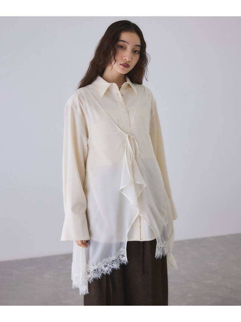 ヘムレースシアージレ ADAM ET ROPE' FEMME アダムエロペ トップス シャツ・ブラウス ブラック ネイビー ホワイト【送料無料】[ Fashion]