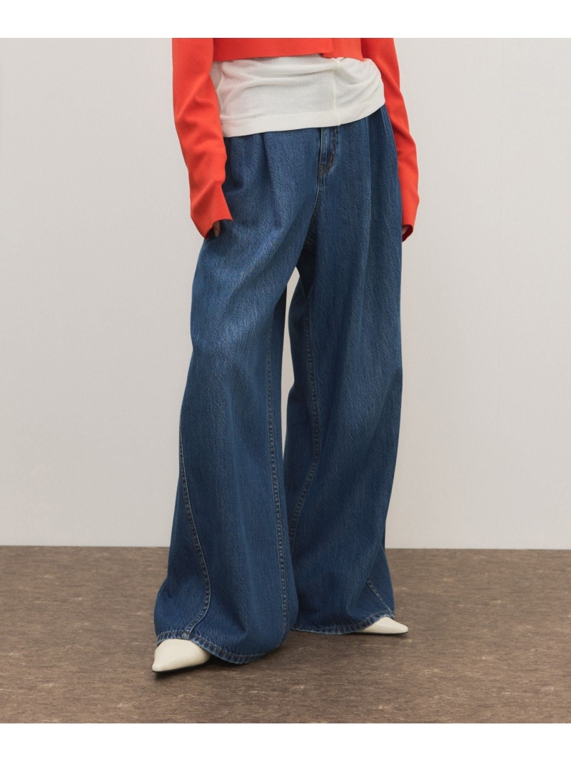 イージータックワイドデニム ADAM ET ROPE' FEMME アダムエロペ パンツ ジーンズ・デニムパンツ ブルー ネイビー【送料無料】[ Fashion]