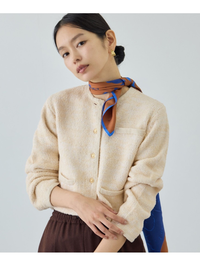【SALE／30%OFF】ツイードニットショート丈カーディガン/イージーケア ROPE' ロペ トップス カーディガン ブルー ベージュ【RBA_E】【送料無料】[ Fashion]｜J&rsquo;aDoRe JUN ONLINE