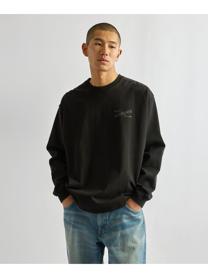 Max Weight Vintage Serif LS T-Shirt Saturdays NYC サタデーズ ニューヨークシティ トップス カットソー・Tシャツ ホワイト ブラック【送料無料】[ Fashion]