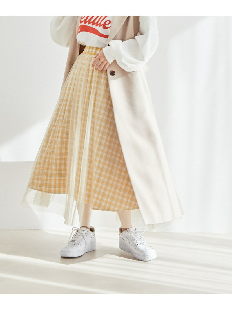 チェックボリュームチュールスカート Vis A Vis スカート ビス