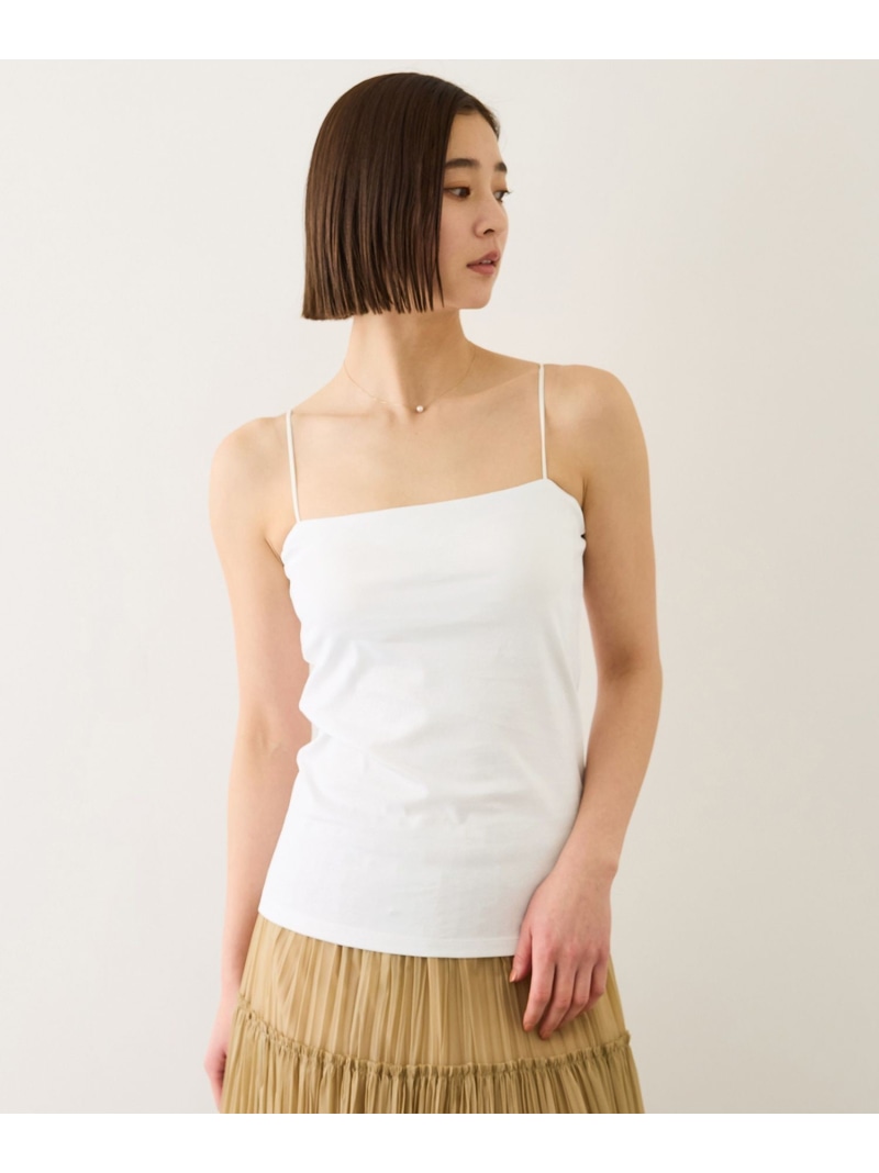【Lala Vie(ララヴィ)】別注カップ付きキャミソール(巾着付き)/イージーケア ROPE' ロペ トップス キャミソール ホワイト ブラック【送料無料】[ Fashion]