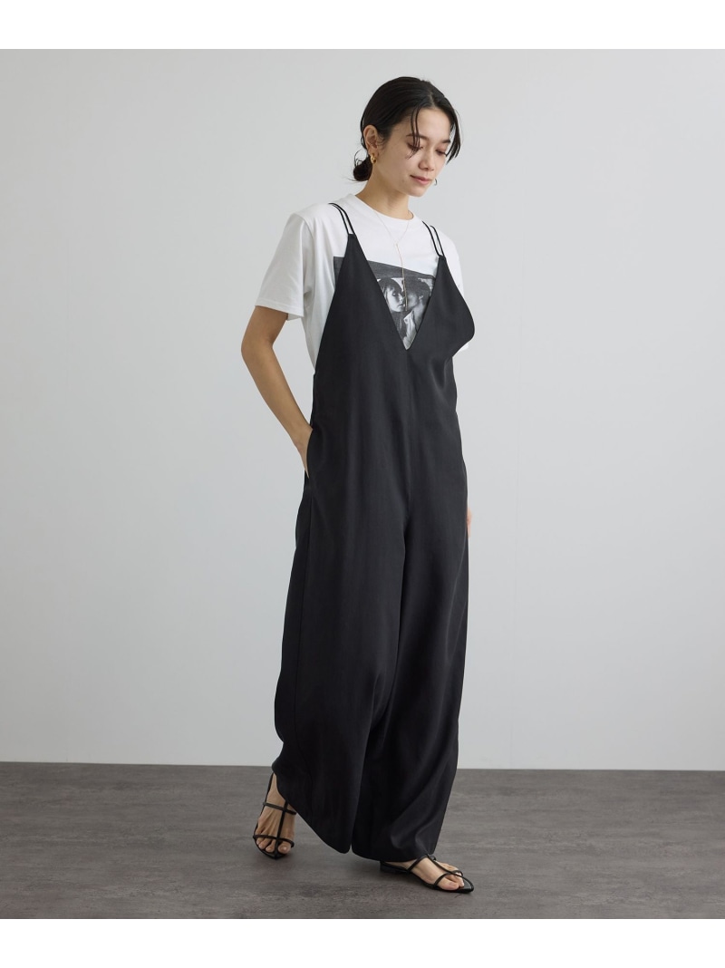 【SALE／50%OFF】ビンテージツイルサロペット SALON adam et rope' サロン アダム エ ロペ オールインワン・オーバーオール オーバーオール・サロペット ブラック ベージュ【RBA_E】【送料無料】[ Fashion]｜J&rsquo;aDoRe JUN ONLINE