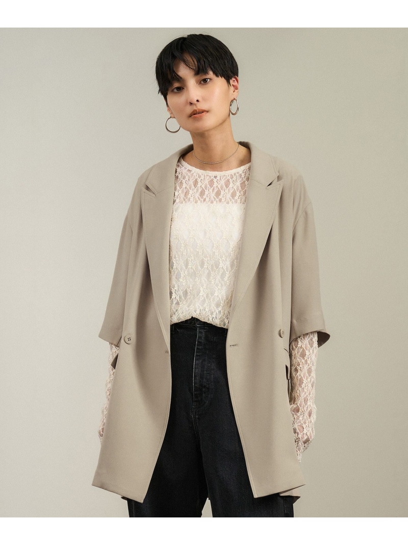 【SALE／50%OFF】バックサテンハーフスリーブジャケット[セットアップ対応・今から秋まで] SALON adam et rope' サロン アダム エ ロペ ジャケット・アウター テーラードジャケット・ブレザー ベージュ ブラック【RBA_E】【送料無料】[ Fashion]｜J&rsquo;aDoRe JUN ONLINE