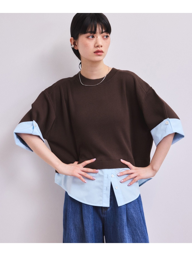 【WEB制限事項】シャツコンビニットプルオーバー ADAM ET ROPE\u0027 FEMME アダムエロペ トップス プルオーバー・トップ 薄墨色 黒いこと【貨物輸送無料】[ Fashion]