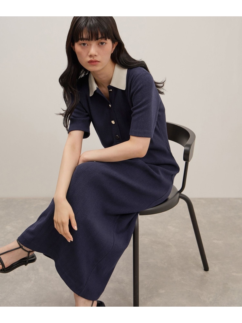 【WEB限定】ハーフスリーブポロシャツワンピース ADAM ET ROPE' FEMME アダムエロペ ワンピース・ドレス ワンピース ネイビー レッド ブラック グレー【送料無料】[ Fashion]