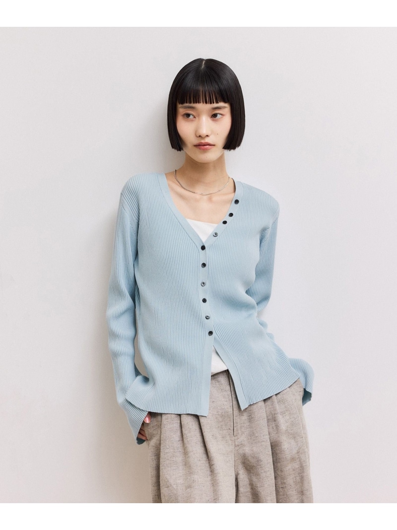 【WEB限定】2WAYリブカーディガン ADAM ET ROPE' FEMME アダムエロペ トップス カーディガン ブラック ホワイト ブルー【送料無料】[ Fashion]