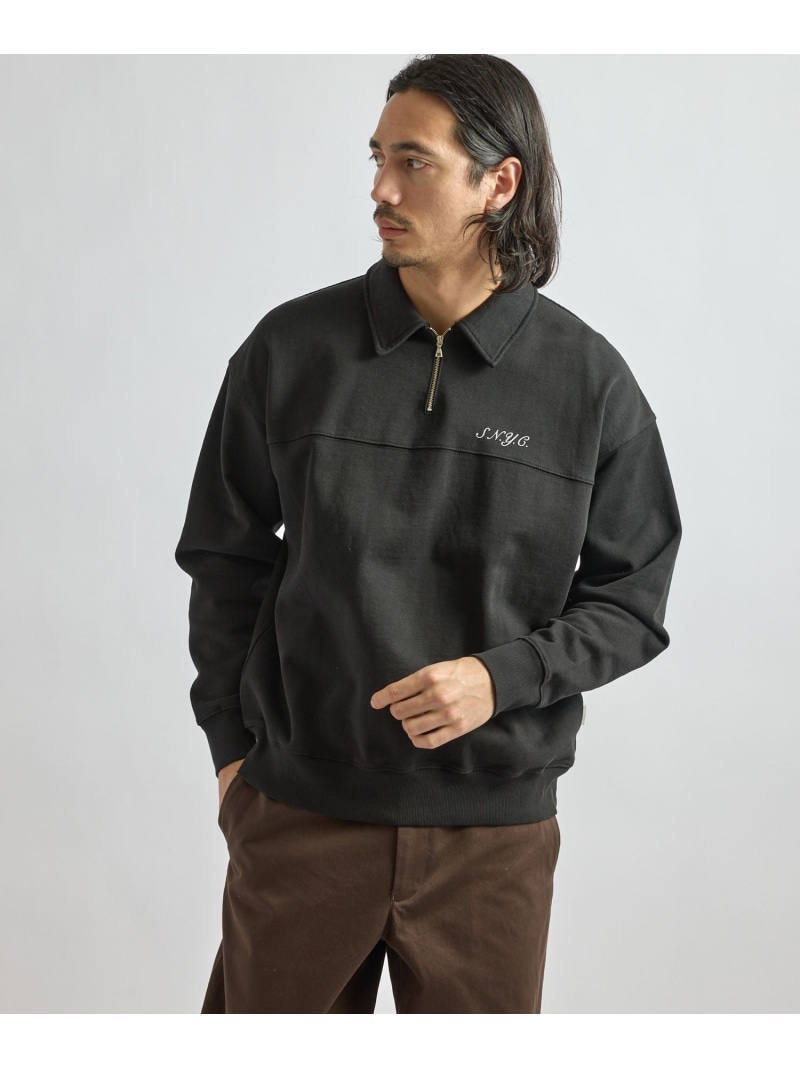 【SALE／30%OFF】Mott Relaxed Quarter Zip Sweatshirt Saturdays NYC サタデーズ ニューヨーク州シティ トップス スウェット・トレーナー 黒いこと 薄墨色【RBA_E】【貨物輸送無料】[ Fashion] トップス-スウェット・トレーナー-メンズファッション