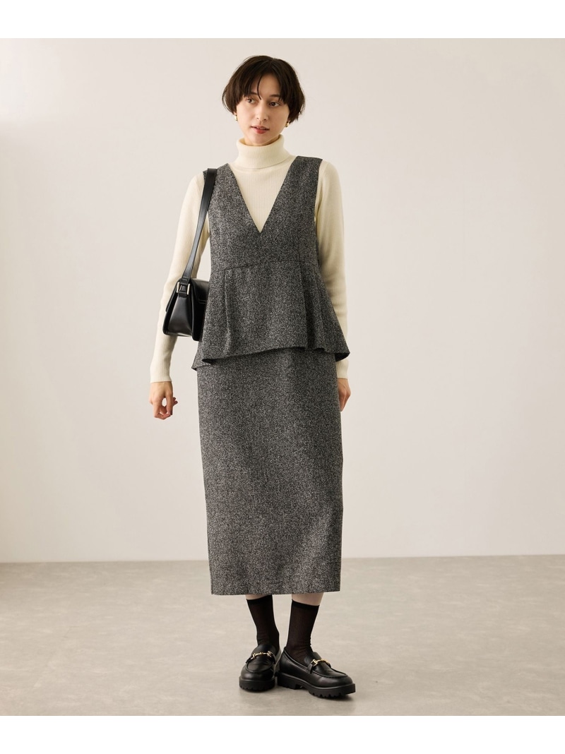 【SALE／30%OFF】【新色追加】レイヤード風ペプラムジャンパースカート ROPE' PICNIC ロペピクニック ワンピース・ドレス ジャンパースカート グレー ブラック【RBA_E】【送料無料】[ Fashion]