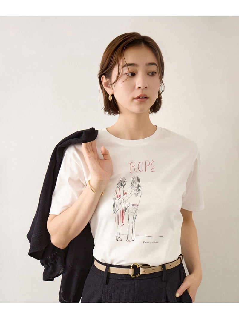 【YUKO SAEKI for ROPE\u0027・協調主義】刷り上げるティーシャツ/イージーケア ROPE\u0027 ロペ トップス カットソー・ティーシャツ 白いこと【此れから取って置く】*【貨物輸送無料】[ Fashion] Tシャツ・カットソー-レディースファッション-トップス
