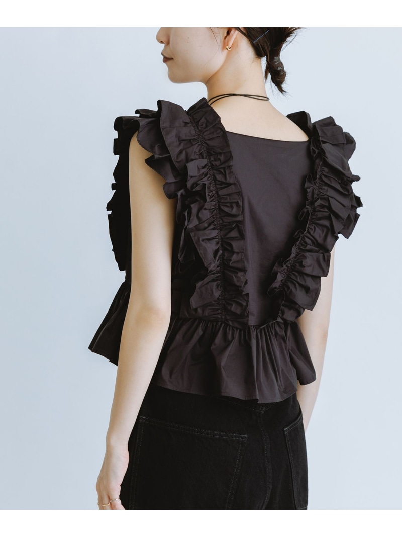 【サステナブル】・【定番】ペタルフリルブラウス ADAM ET ROPE' FEMME アダムエロペ トップス シャツ・ブラウス ブラック ブルー ホワイト【送料無料】[ Fashion]｜J&rsquo;aDoRe JUN ONLINE 10,780円