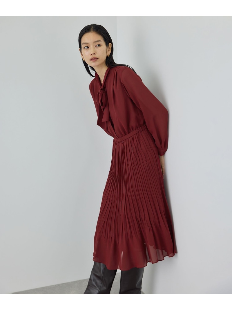 ジョーゼットシフォンプリーツワンピース/26SS ROPE' ロペ ワンピース・ドレス ワンピース ネイビー ベージュ ワインレッド【送料無料】[ Fashion]｜J&rsquo;aDoRe JUN ONLINE