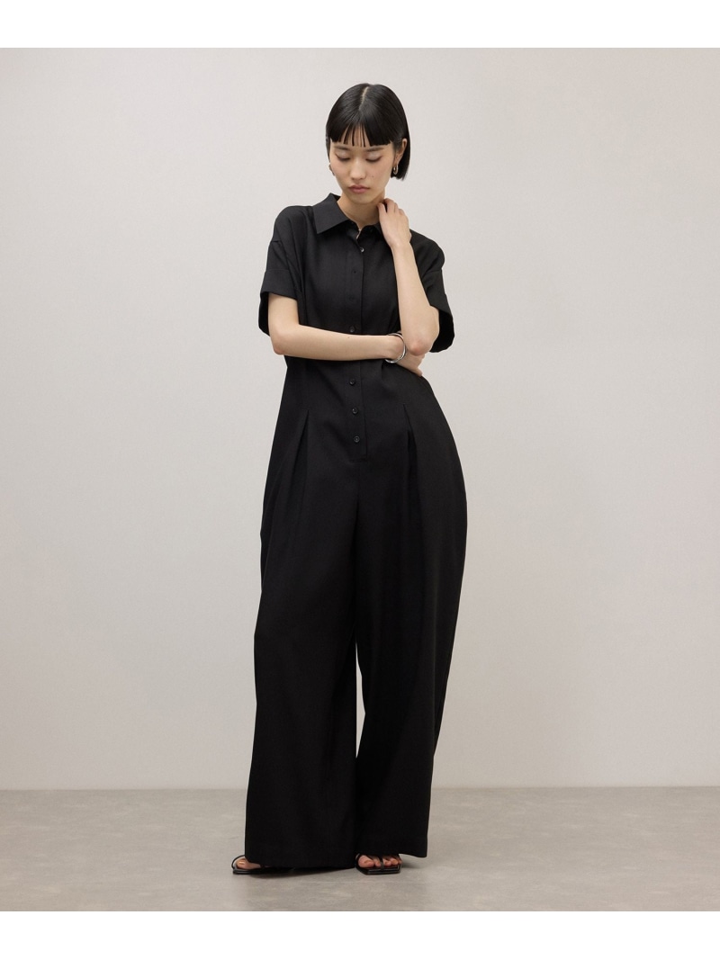 プルオーバーロンパース ADAM ET ROPE\u0027 FEMME アダムエロペ オールインワン・厚地の外套櫂 オールインワン・繋ぎ 黒いこと 薄墨色【先んずる取っておく】*【貨物輸送無料】[ Fashion]