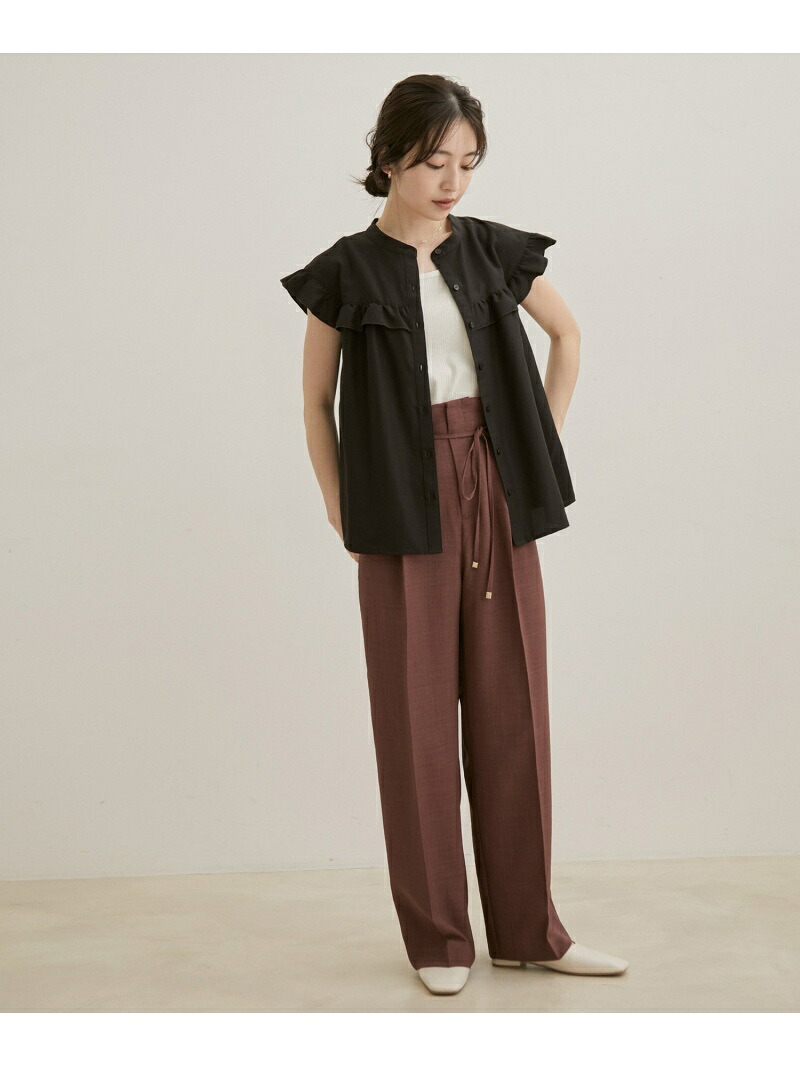 リネンライク ハイウエストワイドパンツ ドレスパンツ ジーンズ Vis パンツ ビス スラックス リネンライク ハイウエストワイドパンツ ドレスパンツ ジーンズ Vis パンツ ビス スラックス