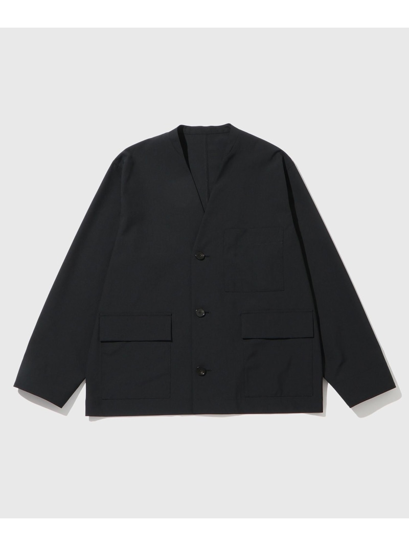 【SALE／50%OFF】ドライウーステッドノーカラーカーディガン / ロング陽気着付ける能力のある ADAM ET ROPE\u0027 HOMME アダムエロペ トップス ジレー 薄墨色 黒いこと【RBA_E】【貨物輸送無料】[ Fashion] トップス-メンズファッション