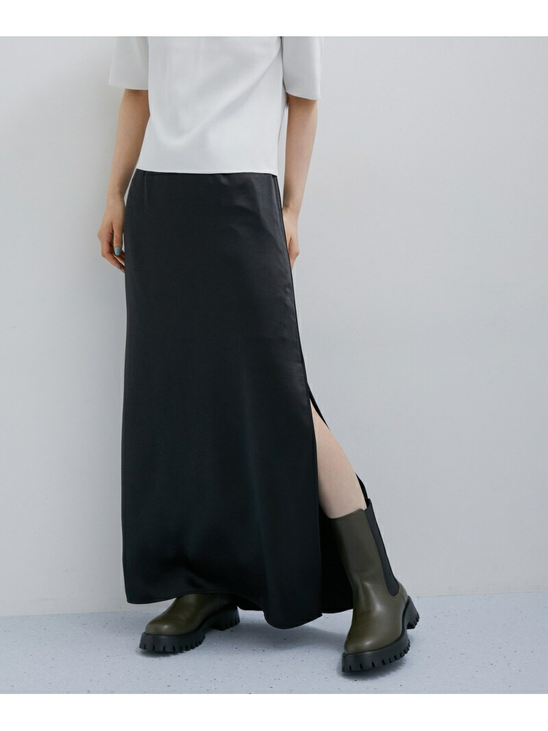 【SALE／40%OFF】スリットサテンマーメイドスカート ADAM ET ROPE' FEMME アダムエロペ スカート その他のスカート ブラック ゴールド【RBA_E】【送料無料】[ Fashion]