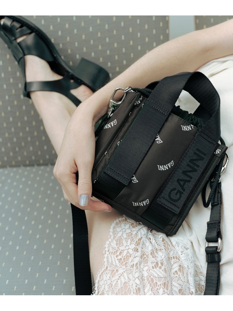 【GANNI for ADAM ET ROPE'】Re-Tech Logo Print Mini Tote ADAM ET ROPE' FEMME アダムエロペ バッグ ショルダーバッグ ブラック【送料無料】[ Fashion] 25,163円