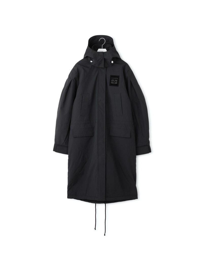 【SALE／40%OFF】GANNI Ripstop Tri-Layer Parka Coat ADAM ET ROPE' FEMME アダムエロペ ジャケット・アウター その他のジャケット・アウター ブラック ネイビー【RBA_E】【送料無料】[ Fashion]