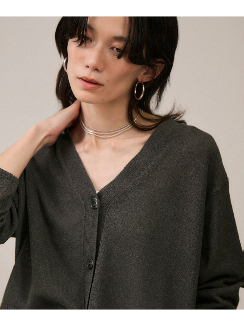 ペーパーヤーンVネックカーディガン[手洗い可/和紙素材] SALON adam et rope' サロン アダム エ ロペ トップス カーディガン グレー ベージュ【送料無料】[ Fashion]