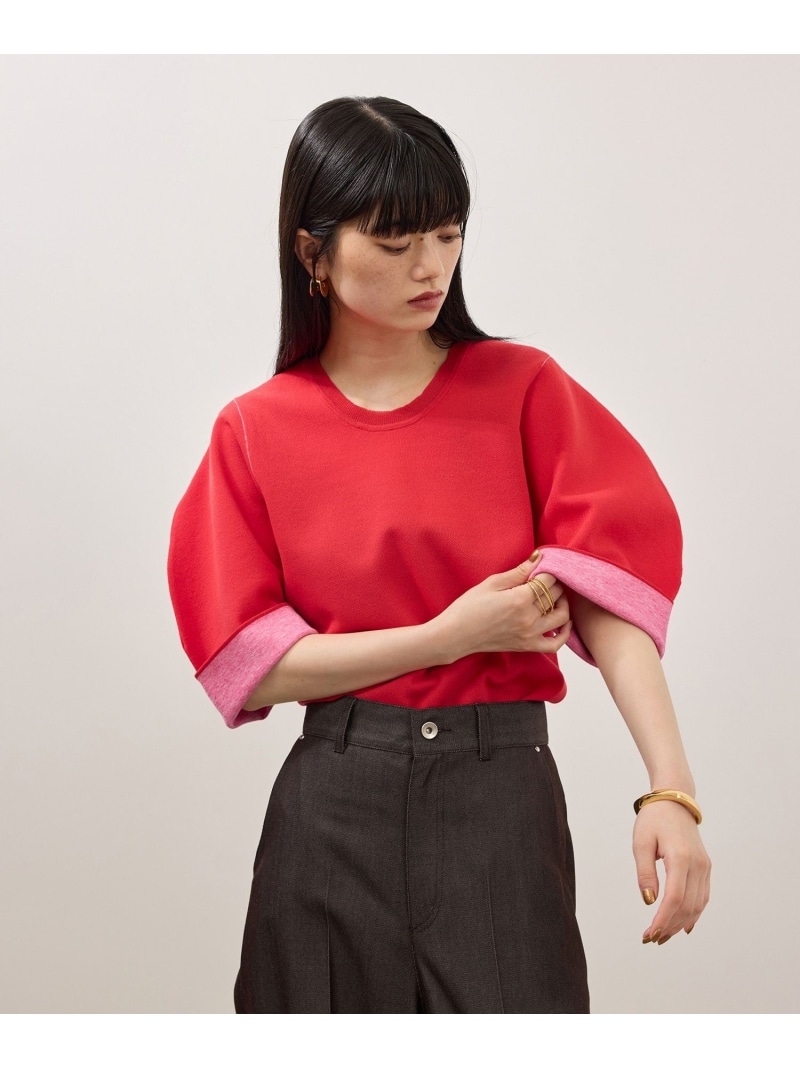 【サステナブル】ダブルフェイスニットトップス ADAM ET ROPE' FEMME アダムエロペ トップス ニット ブラック レッド グレー【送料無料】[ Fashion]｜J&rsquo;aDoRe JUN ONLINE