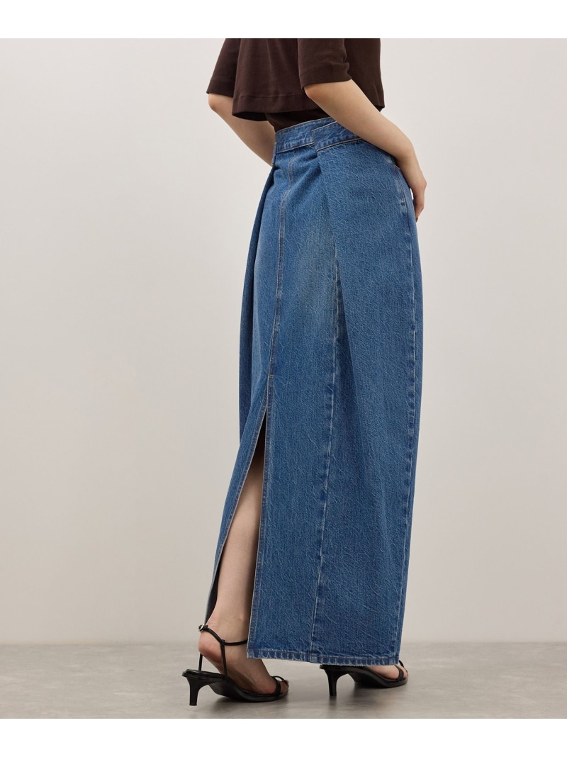 【サステナブル】バックタックデニムスカート ADAM ET ROPE\u0027 FEMME アダムエロペ スコート ロング・マキシスコート 青碧【此れから取っておく】*【貨物輸送無料】[ Fashion]