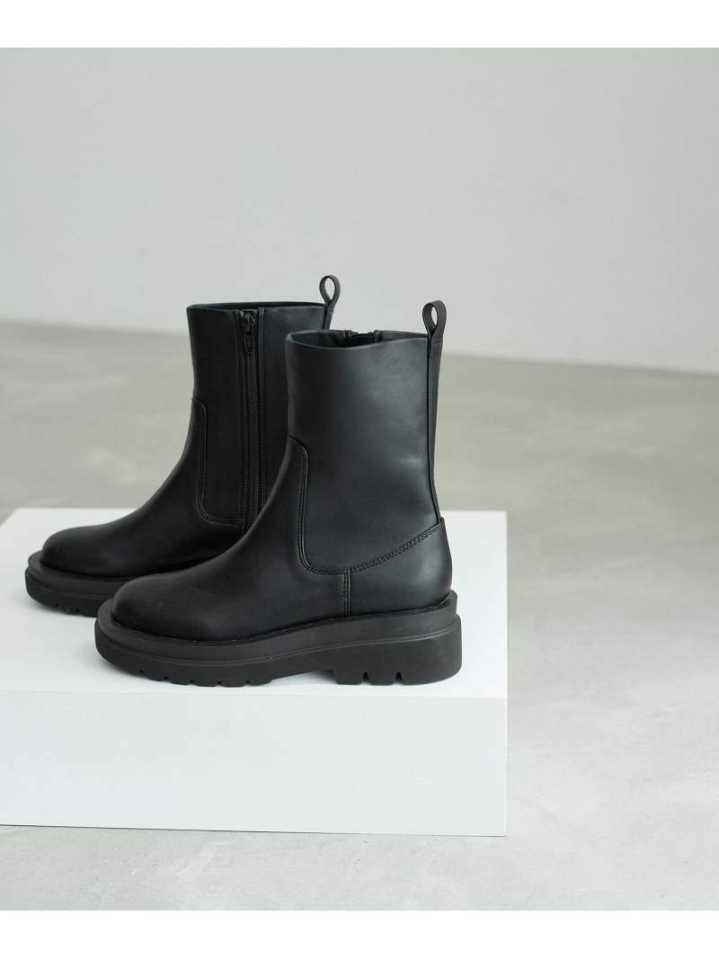 トラックソールストレッチブーツ ADAM ET ROPE' FEMME アダムエロペ シューズ・靴 ブーツ ホワイト ブラック【送料無料】[ Fashion]